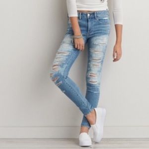 AE high rise/ high waisted distressed jeggings